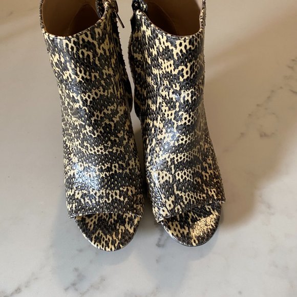 COACH REMI Snakeskin Snakebite Open Toe Ankle Leather Bootie  coach snake skin remi open toe booties